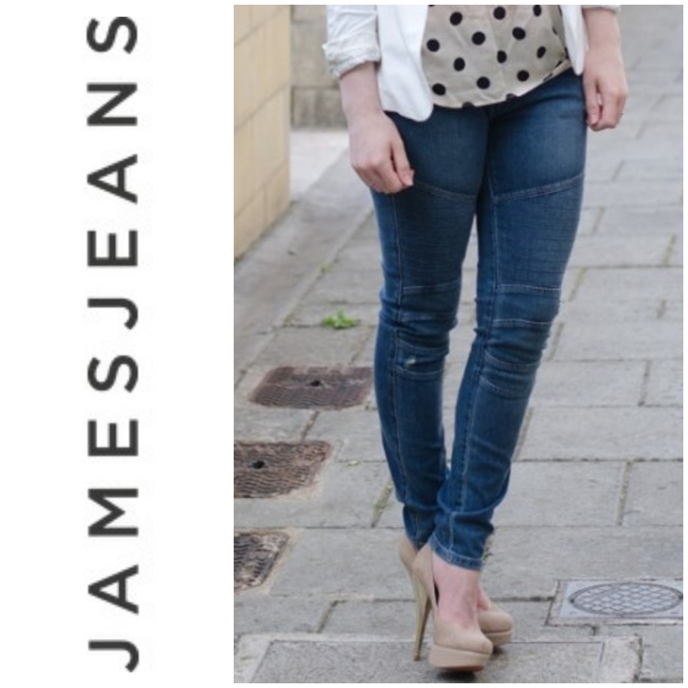 JAMES JEANS High-Rise Distressed Moto Skinny Jeans in Crush sz 24 Anthropologie